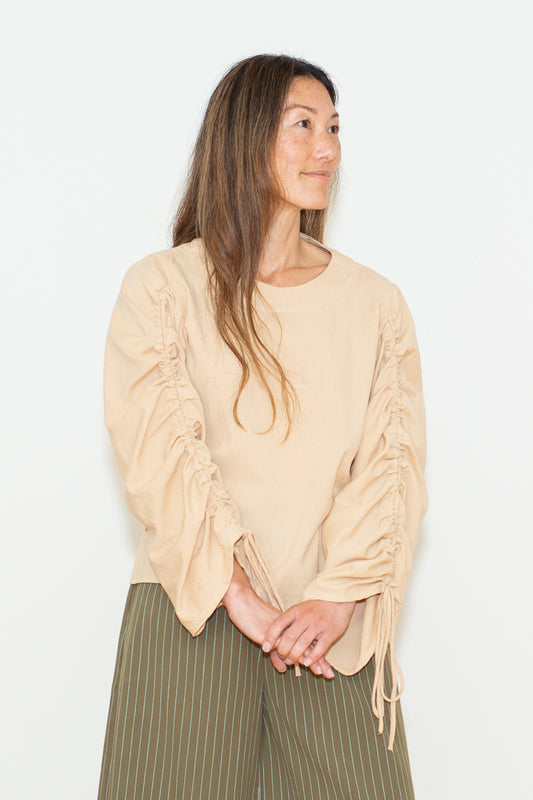 Drawstring sleeve blouse
