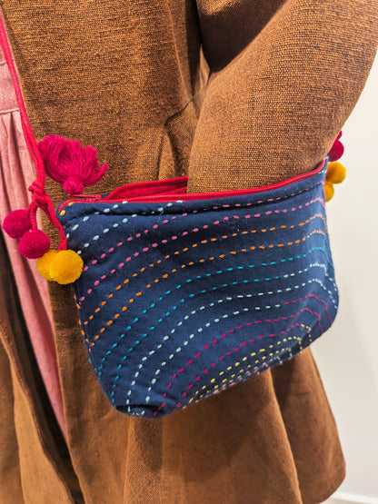 Hand-Embroidered Zip Pouch