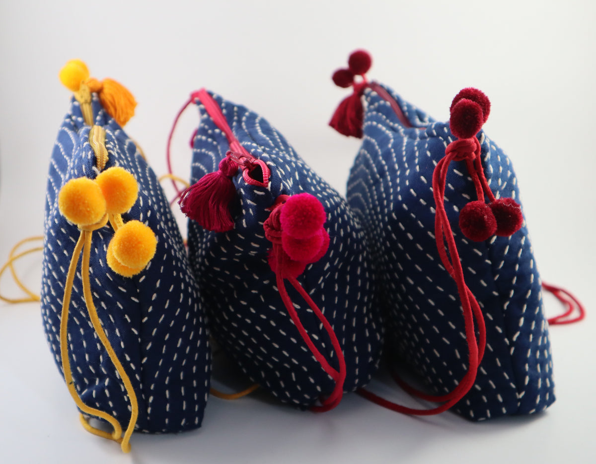 Hand-Embroidered Zip Pouch