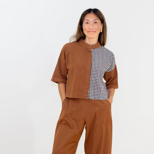 Boxy shirt Mixed pattern