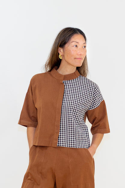 Boxy shirt Mixed pattern