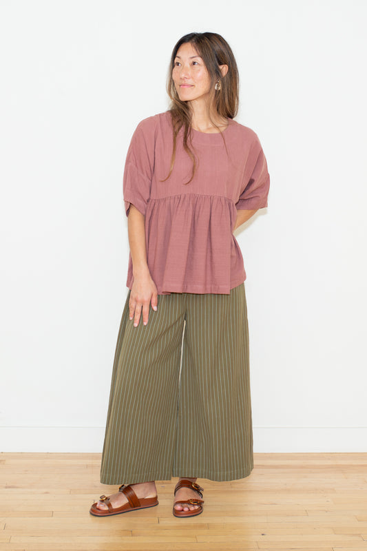 Relaxed Cotton Empire Waist Blouse