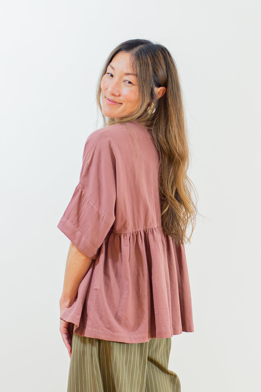 Relaxed Cotton Empire Waist Blouse