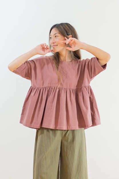 Relaxed Cotton Empire Waist Blouse