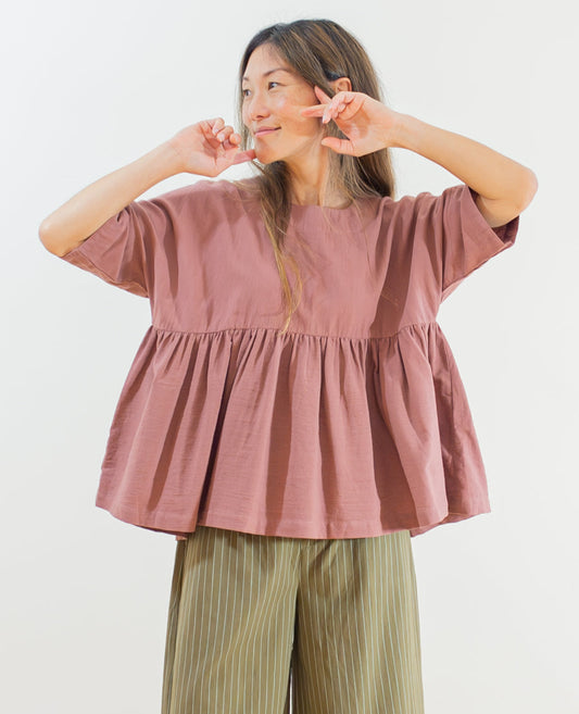 Relaxed Cotton Empire Waist Blouse
