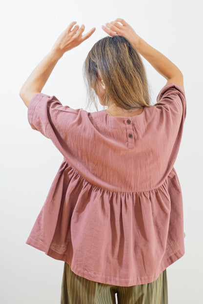 Relaxed Cotton Empire Waist Blouse