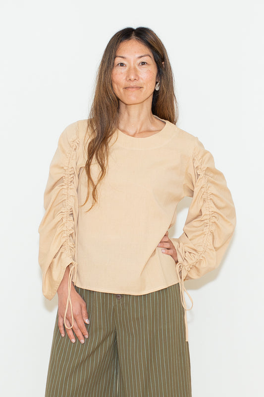 Drawstring sleeve blouse