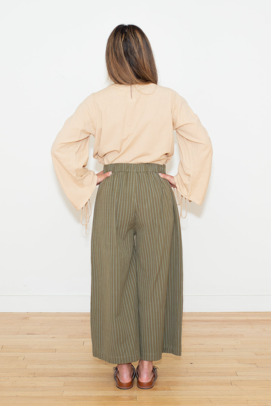 Drawstring sleeve blouse